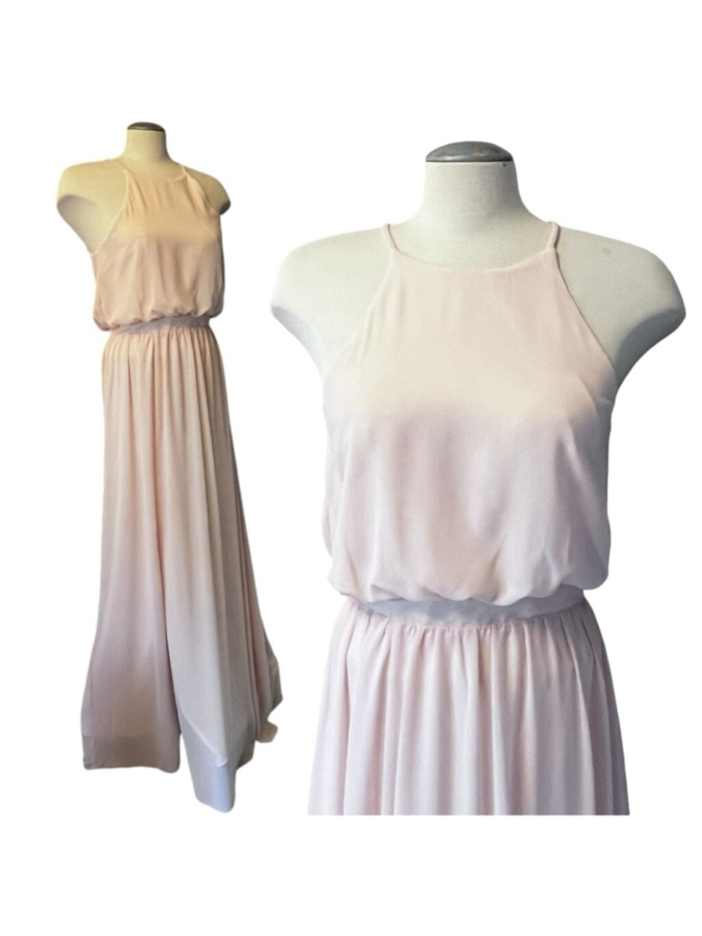 BHLDN (Anthropologie) Cayenne Maxi Dress with Slit in Blush Peach